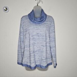 Chico's Weekends Soft Heathered Pink Cowl Neck Sweater Long Sleeve Cotton Blend